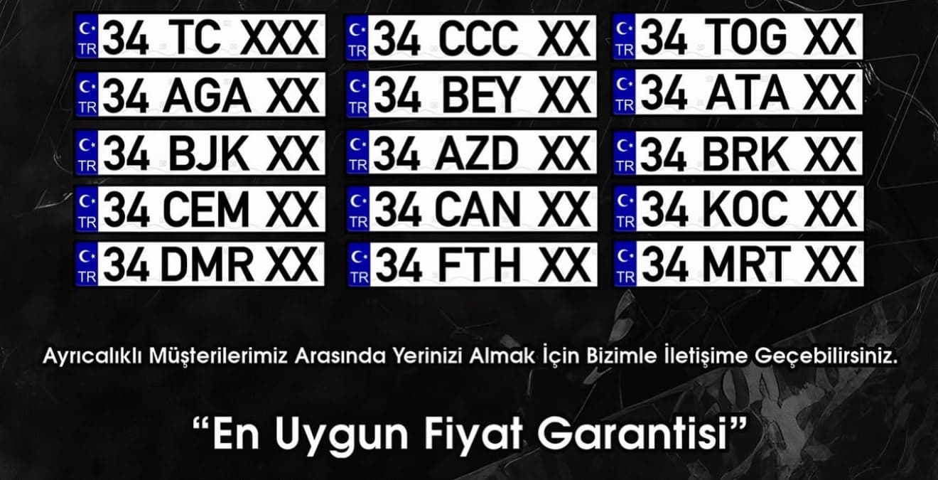 Popüler özel plaka örnekleri ve en uygun fiyat garantisi