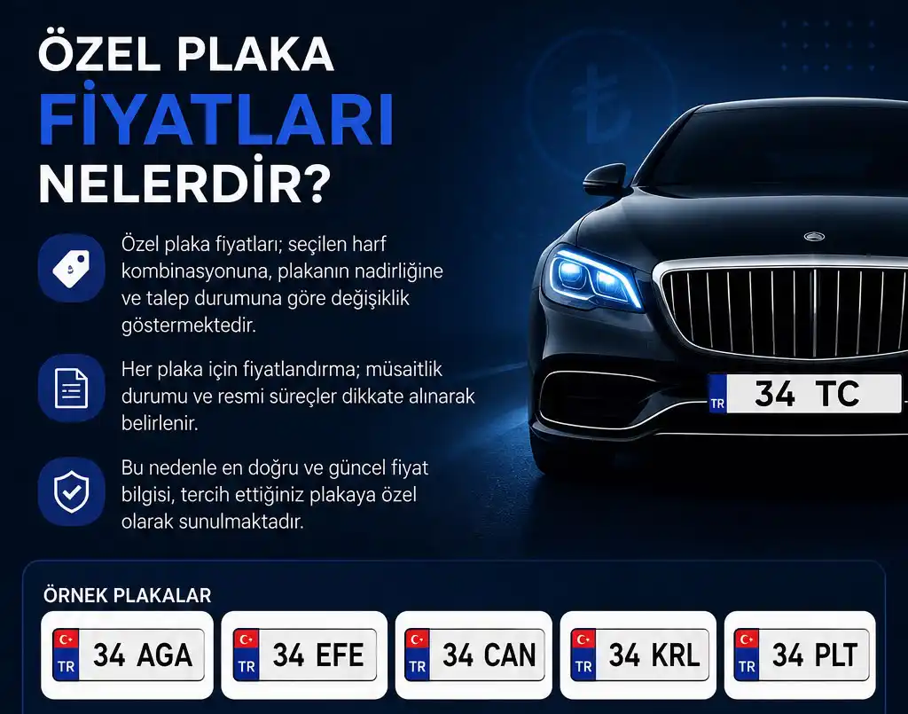 Özel plaka fiyatları ve örnek plakalar