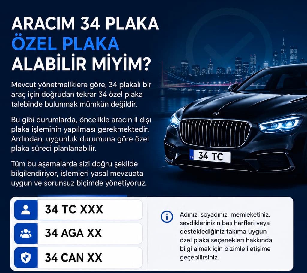 34 plakalı araç özel plaka alabilir mi?